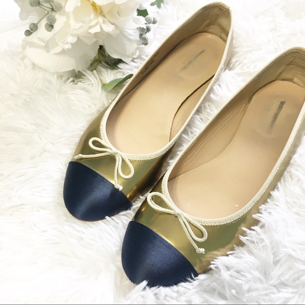 J Crew Collection Gold Patent Leather Ballet Flats